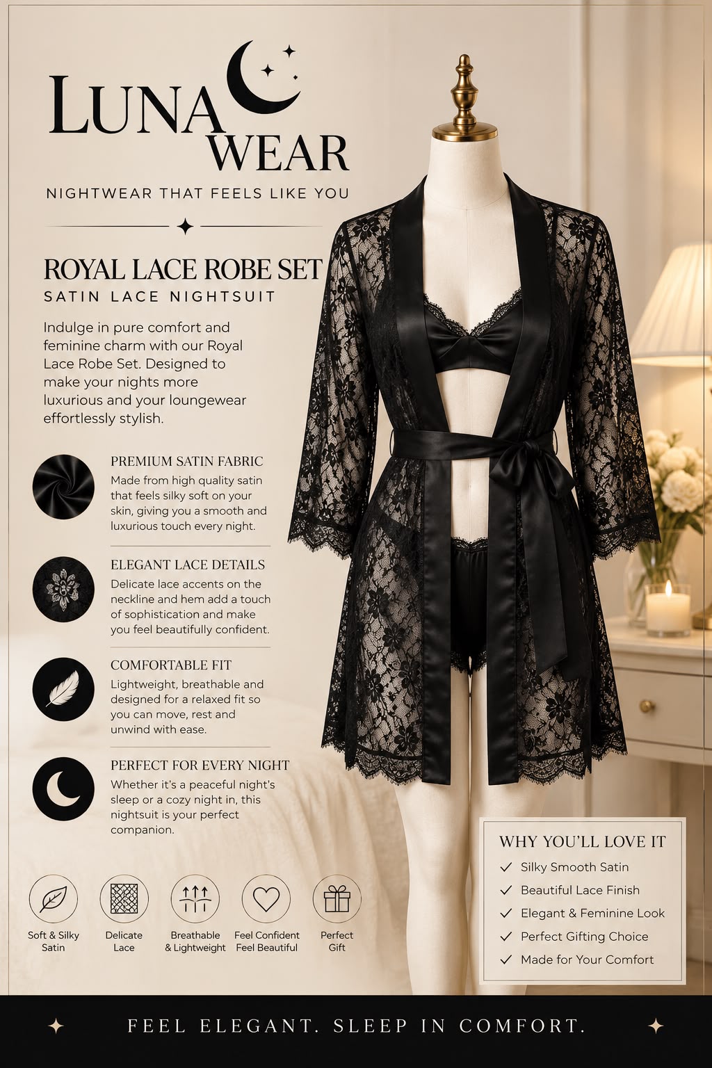 Royal Lace Robe Set