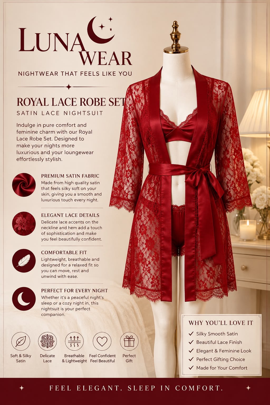 Royal Lace Robe Set