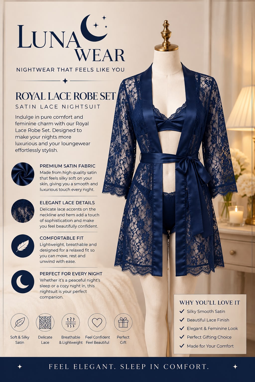 Royal Lace Robe Set