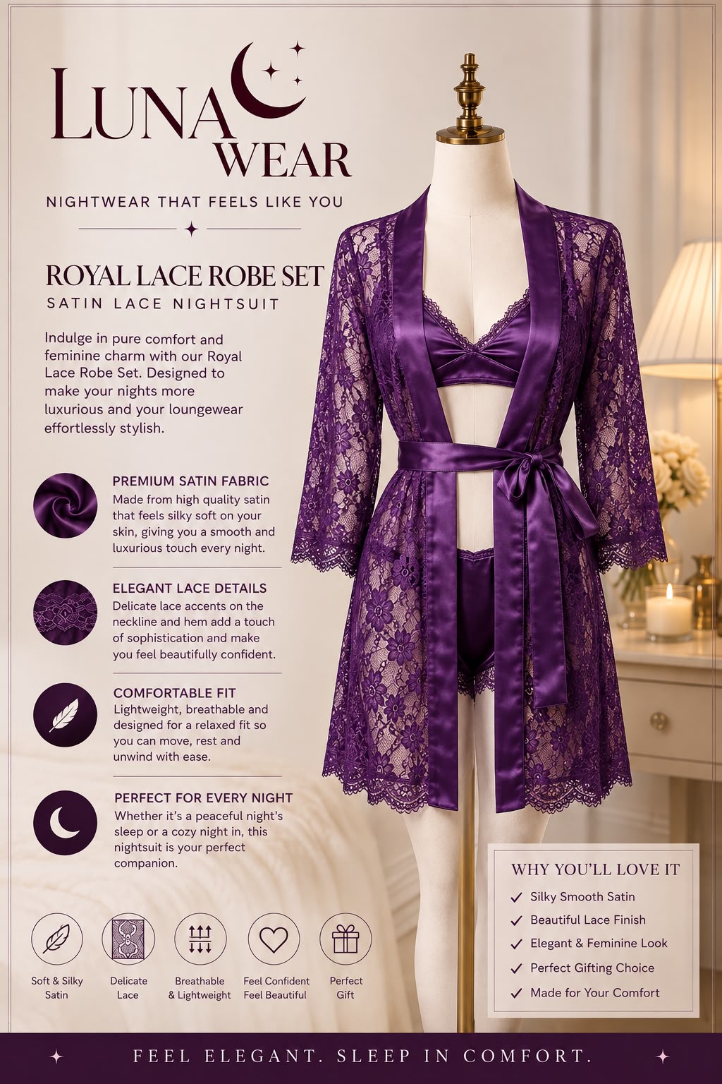 Royal Lace Robe Set