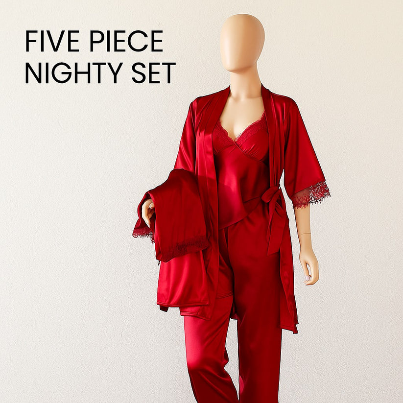 Silk Satin Pajama Set Cami Top Nightgown Sexy Sleepwear Robe Sets Lace Nightdress