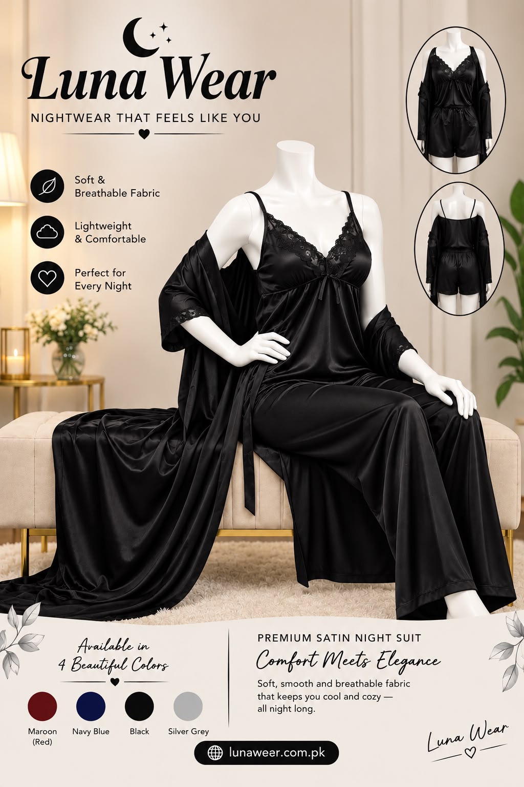 – Midnight Elegance Night Suit